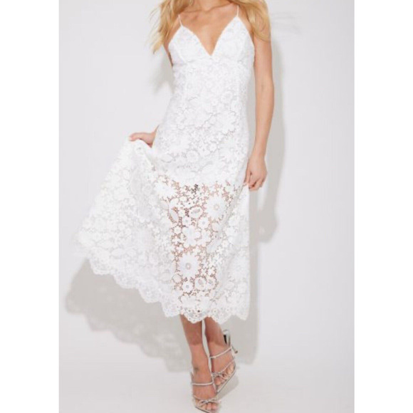 Generation Love Womens Rosie Dress Floral Lace Overlay V-Neck White Size M? NWOT - Picture 1 of 12